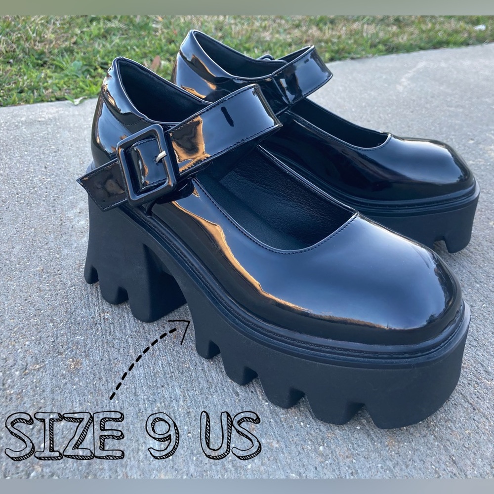 Black Mary Jane Platform Shoes (US Women Size 9)